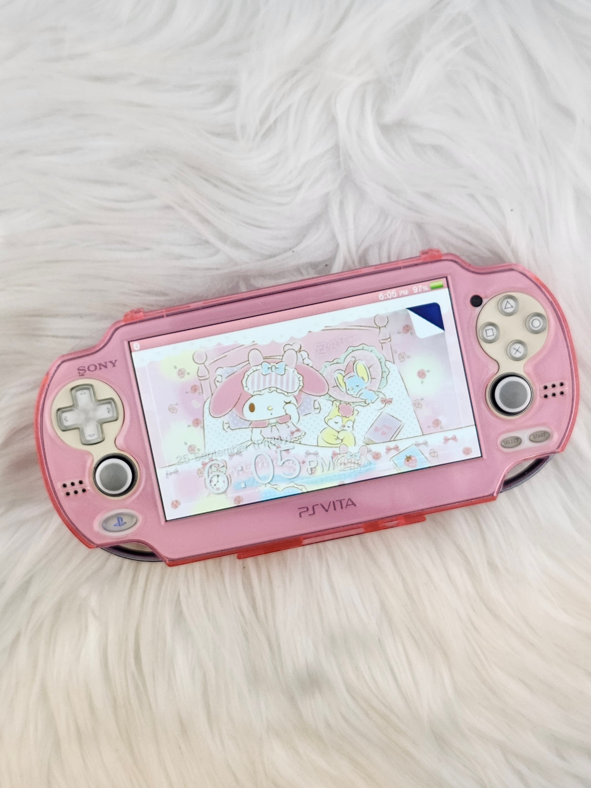 Crystal White Playstation Vita 1000 with Pink Glitter Shell