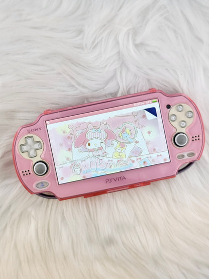 Crystal White Playstation Vita 1000 with Pink Glitter Shell