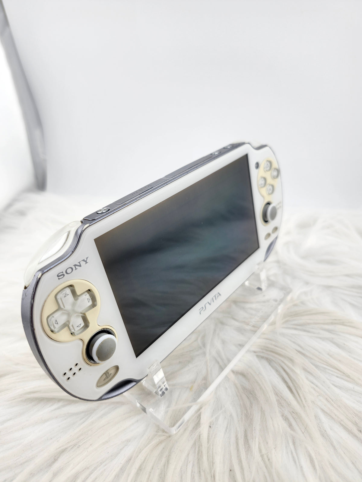 Crystal White Playstation Vita 1000 with Pink Glitter Shell