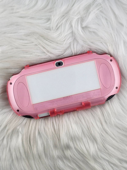 Crystal White Playstation Vita 1000 with Pink Glitter Shell