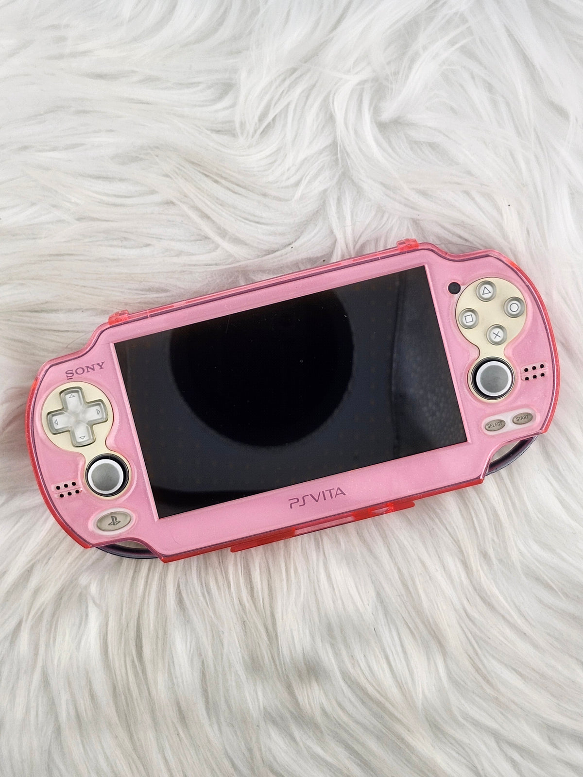 Crystal White Playstation Vita 1000 with Pink Glitter Shell