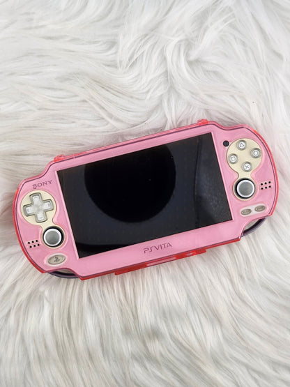 Crystal White Playstation Vita 1000 with Pink Glitter Shell