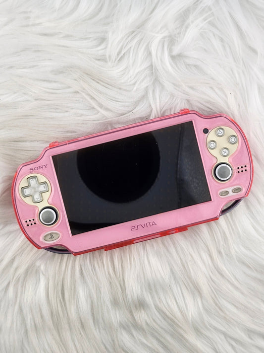 Crystal White Playstation Vita 1000 with Pink Glitter Shell