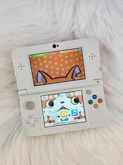 White "New" Model 3DS with Yo-Kai Watch Jibanyan Plates